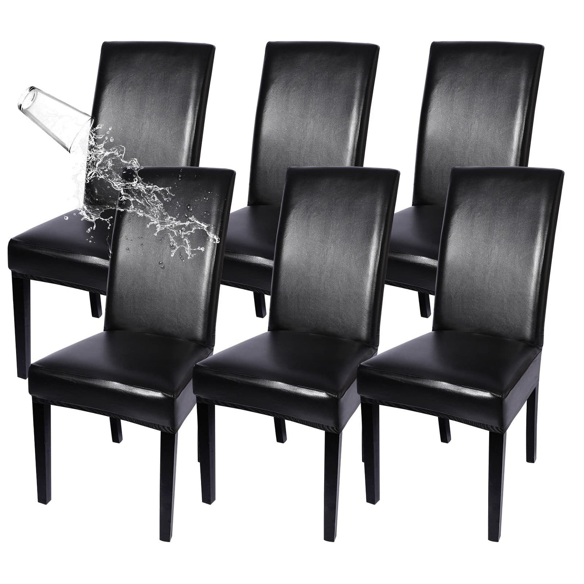 Waterproof PU Leather Dining Chair Covers Set of 6 P932
