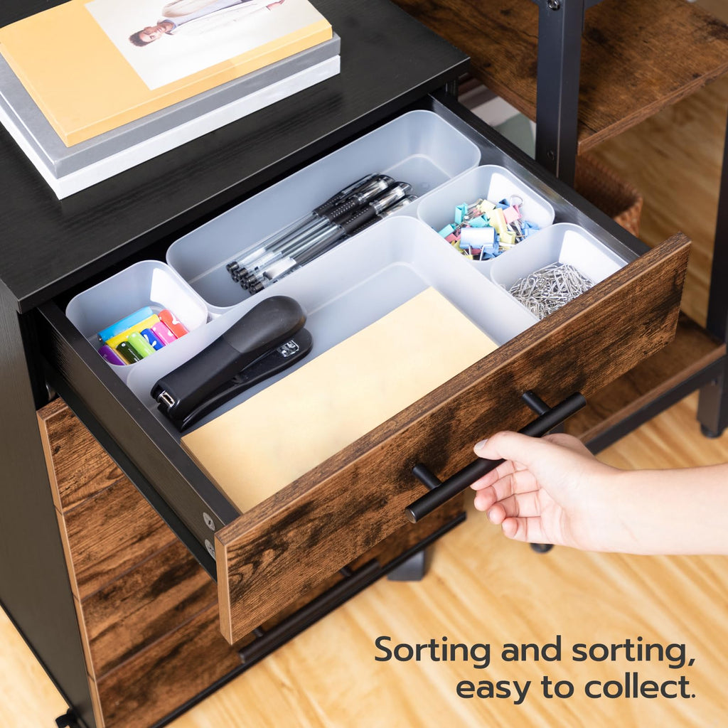 5 Drawer Wooden Mobile File Cabinet with Wheels C658