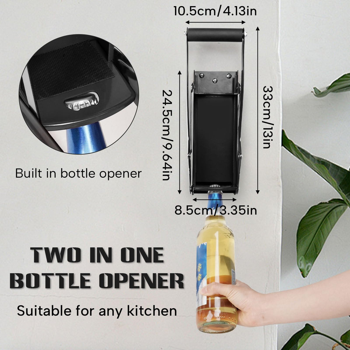 16 oz Black Wall-Mounted Aluminum Can Crusher Z62698