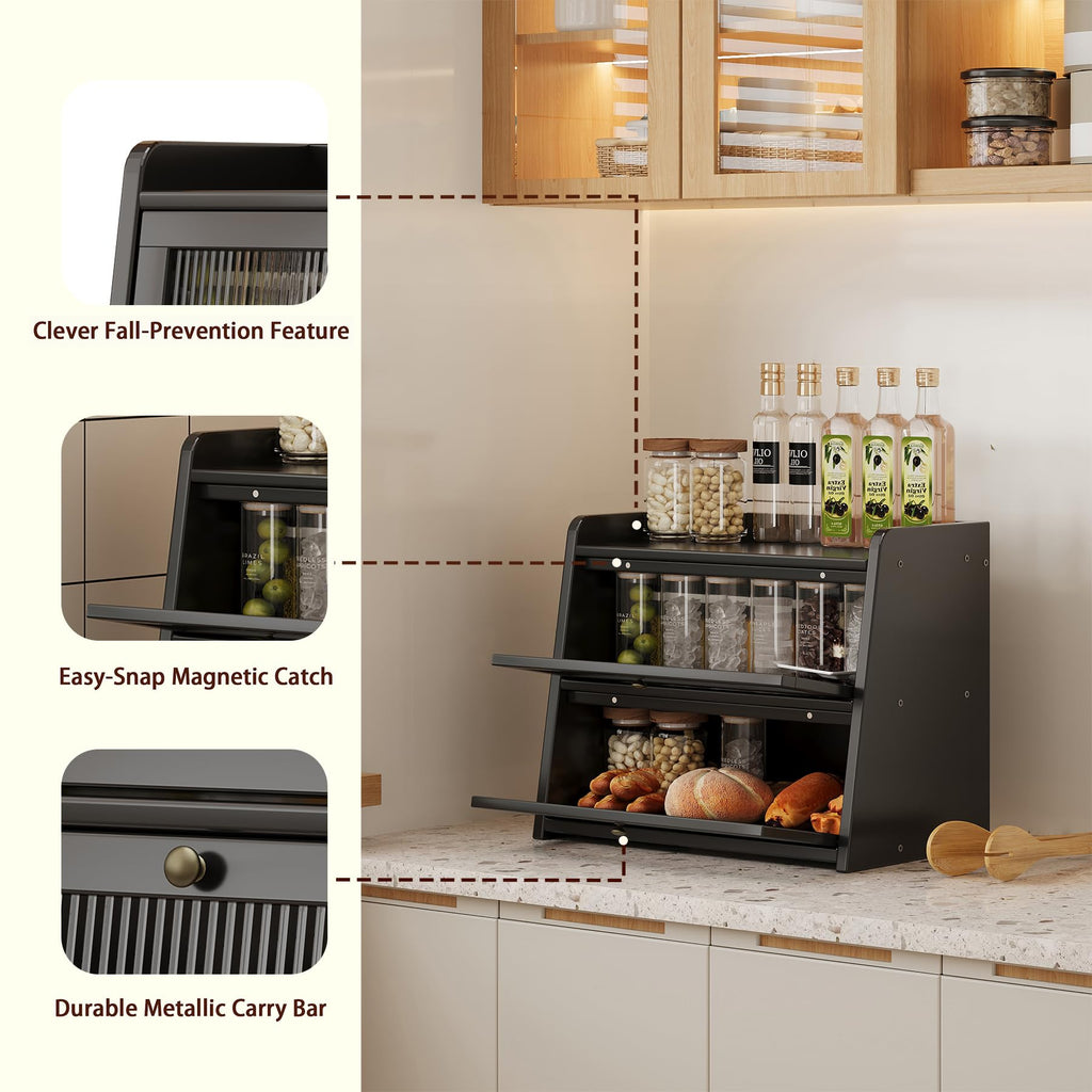 Large Bamboo Bread Box with Window S718724