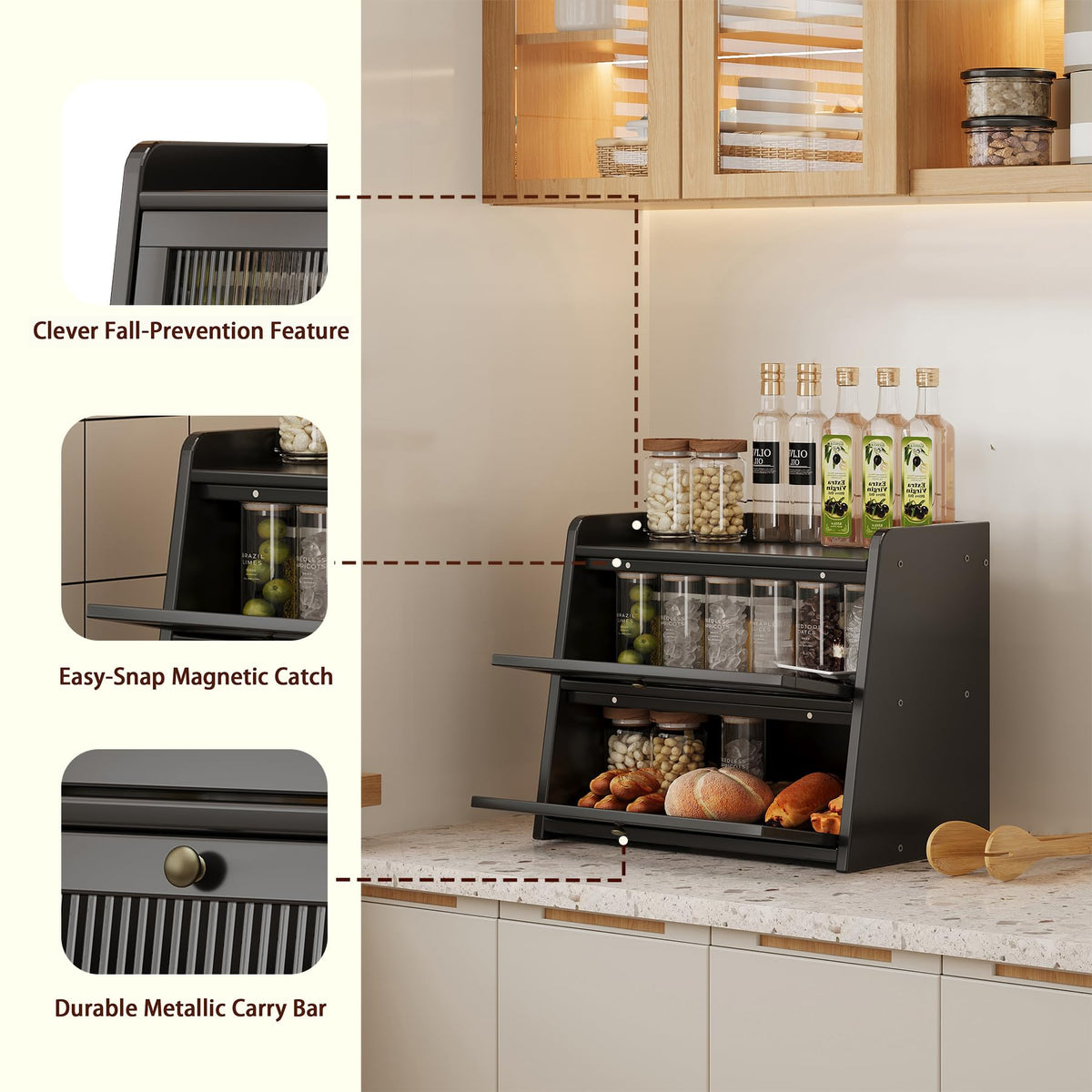 Large Bamboo Bread Box with Window S718724