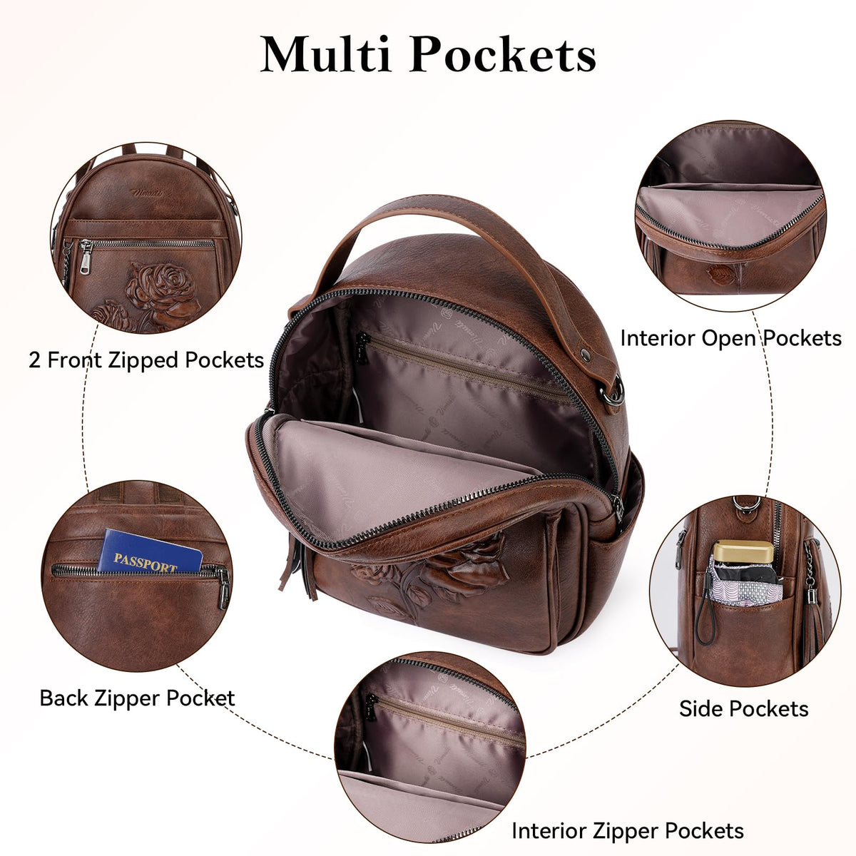 Vegan Leather Mini Backpack Purse R7629