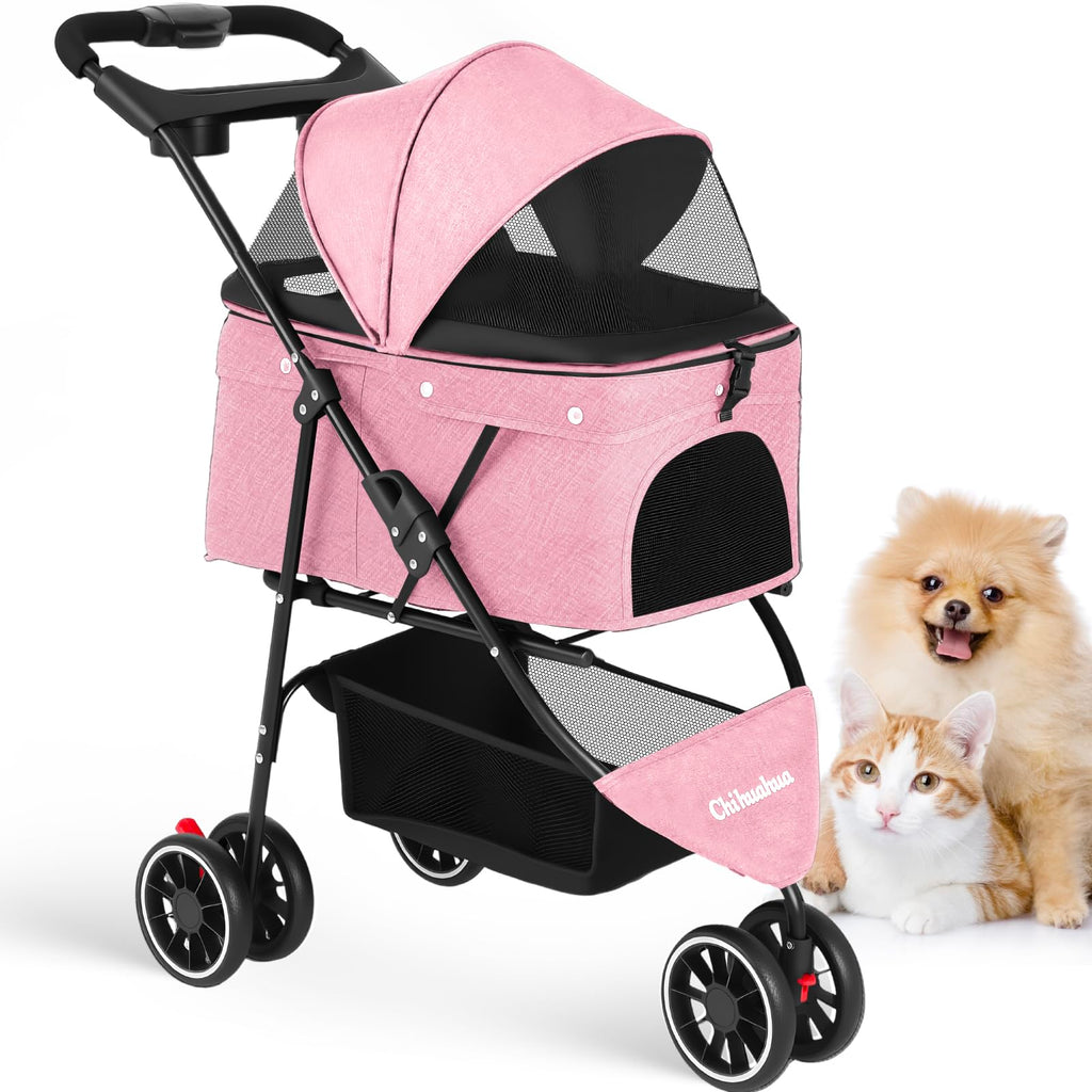 Pink 3 Wheels Pet Stroller R255078