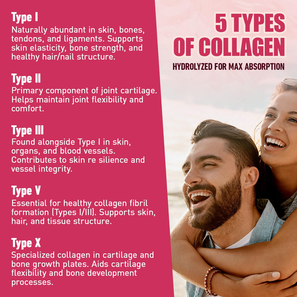 Multi Collagen Peptides Powder with Vitamin C, E & Hyaluronic Acid, Unflavored, 45 Servings B52708
