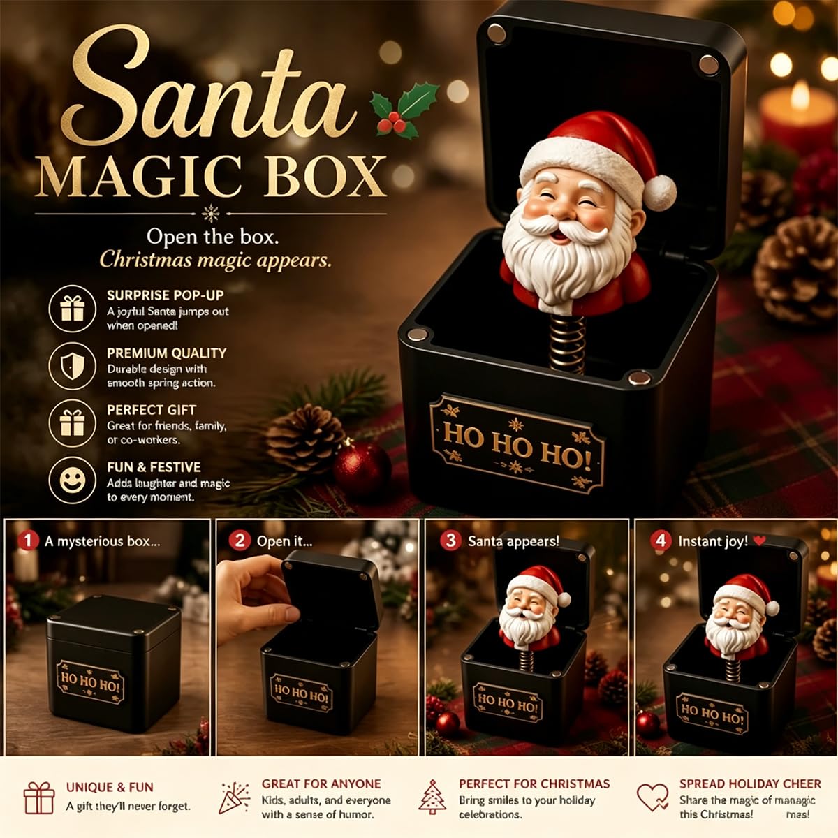 Black & Gold Pop-Up Jack in the Box M8394