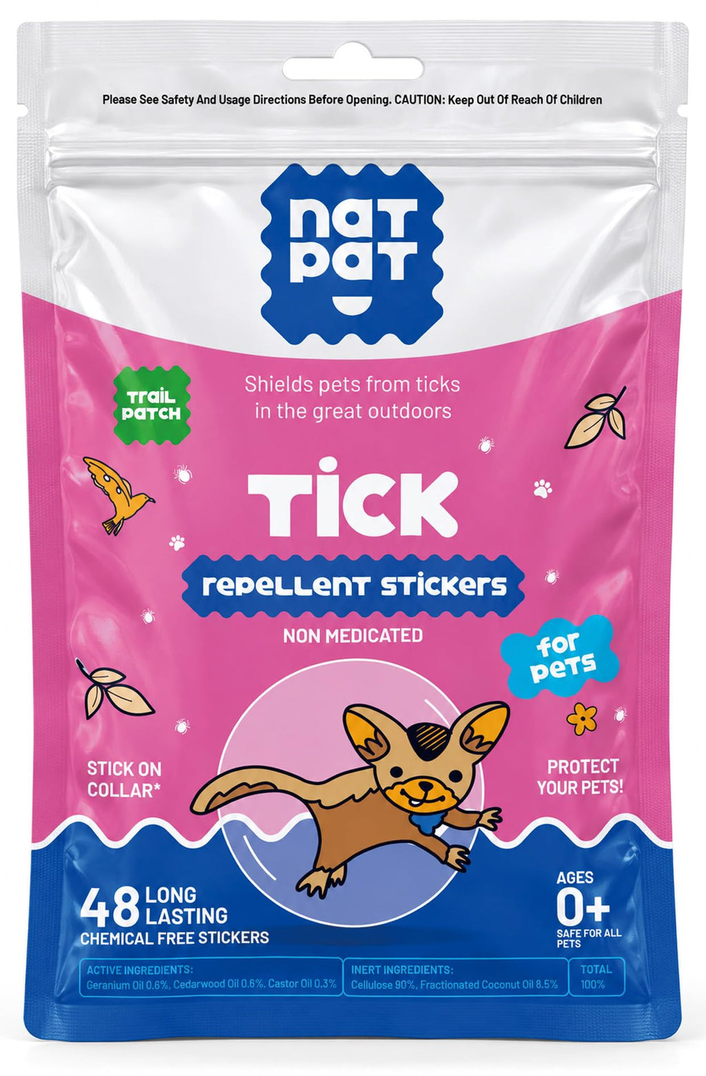 Tick Repellent Pet Patches for Dogs and Cats, 48 Count B883583