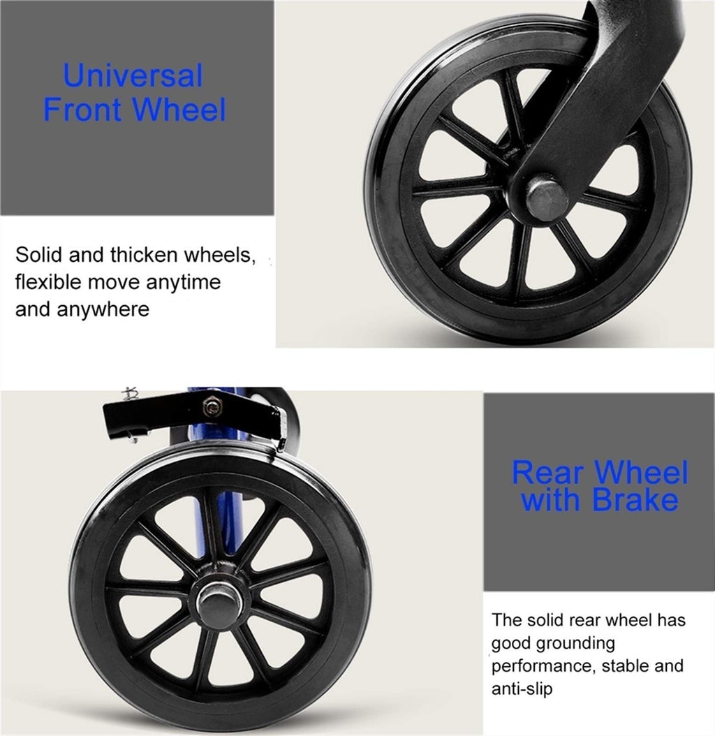 Blue Rolling Walker with Seat Basket Brakes E9393