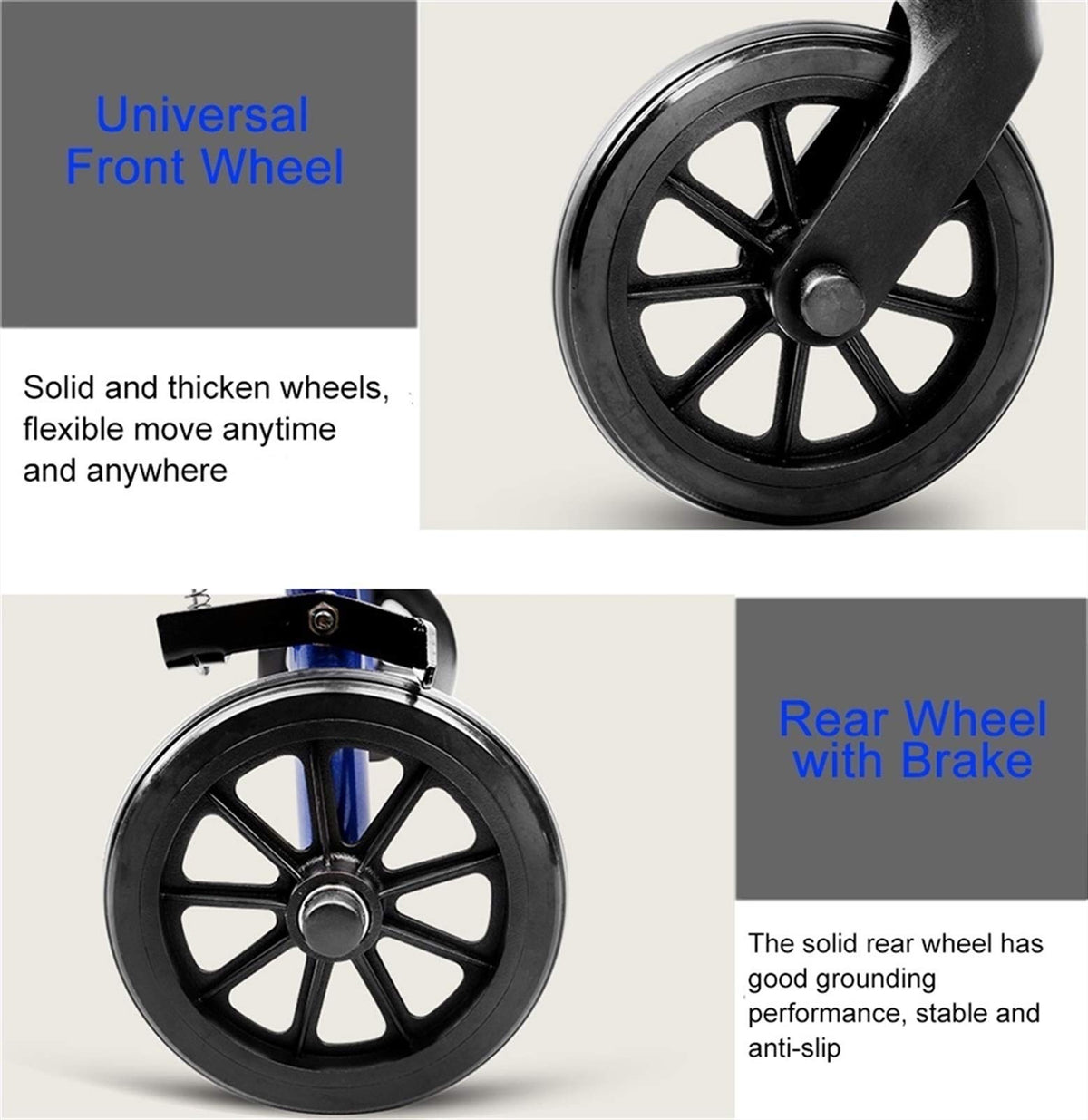 Blue Rolling Walker with Seat Basket Brakes E9393