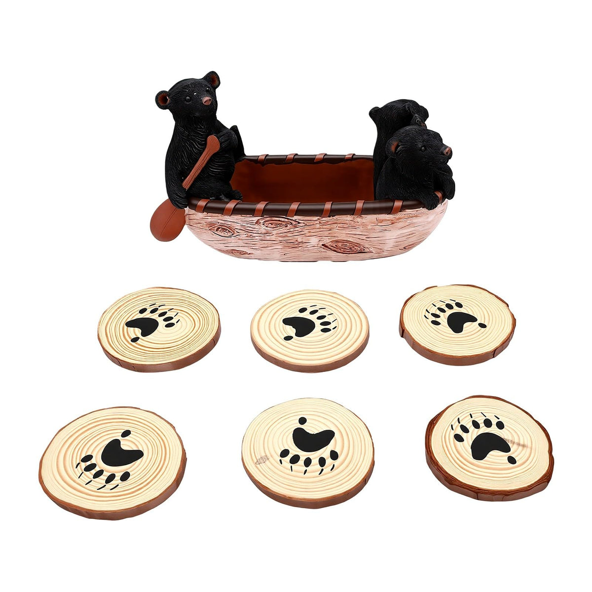 Black Bear Coaster Set with Canoe Holder S715