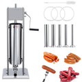 15LBS/7L Two Speed Stainless Steel Sausage Stuffer with 4 Stuffing Tubes D905