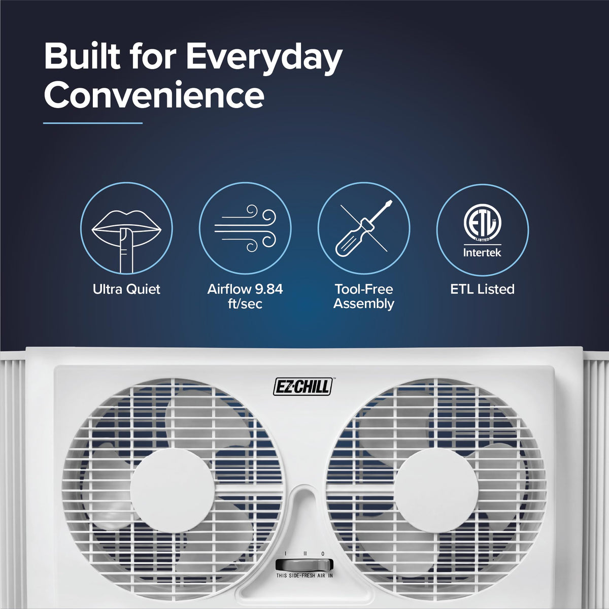 9" Twin Window Fan with Manual Reversible Airflow, 2 Speed, White Q6687