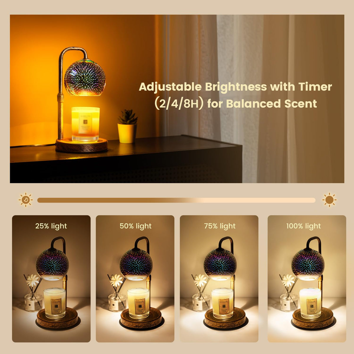Candle Warmer Lamp with Timer, Dimmable, Adjustable P818