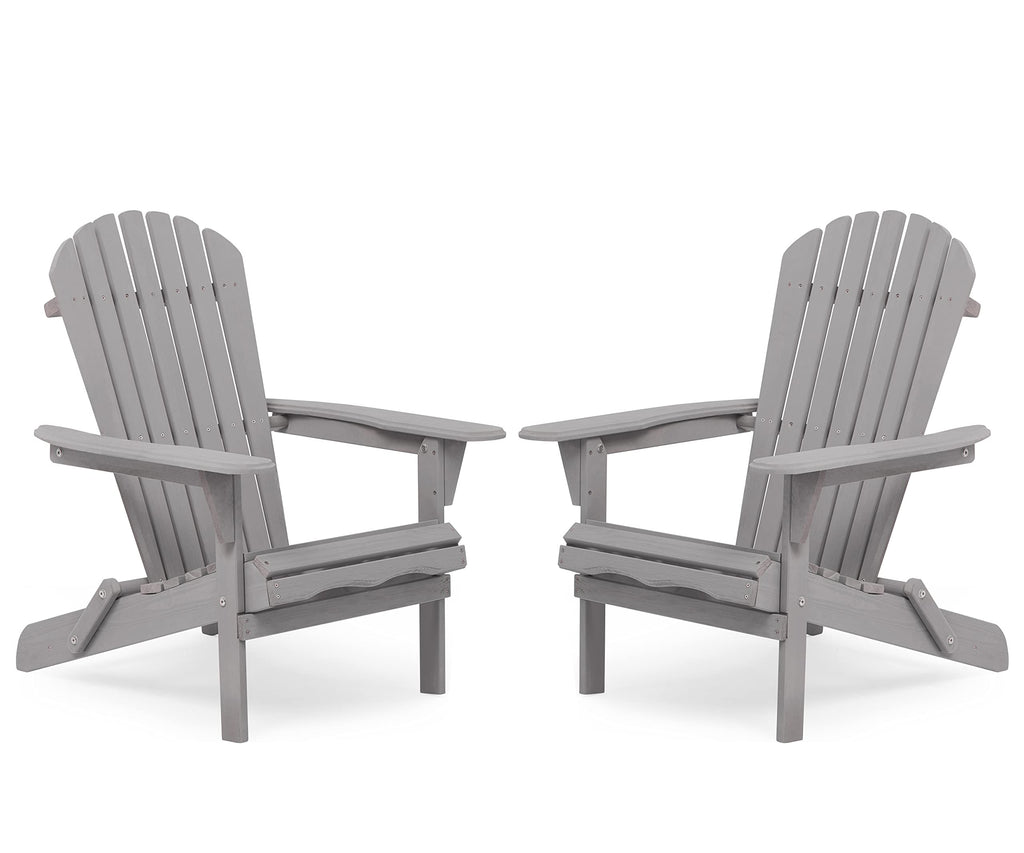 Wooden Folding Adirondack Chair Set of 2 Solid Cedar V858284