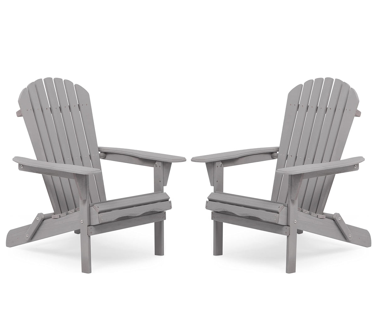 Wooden Folding Adirondack Chair Set of 2 Solid Cedar V858284