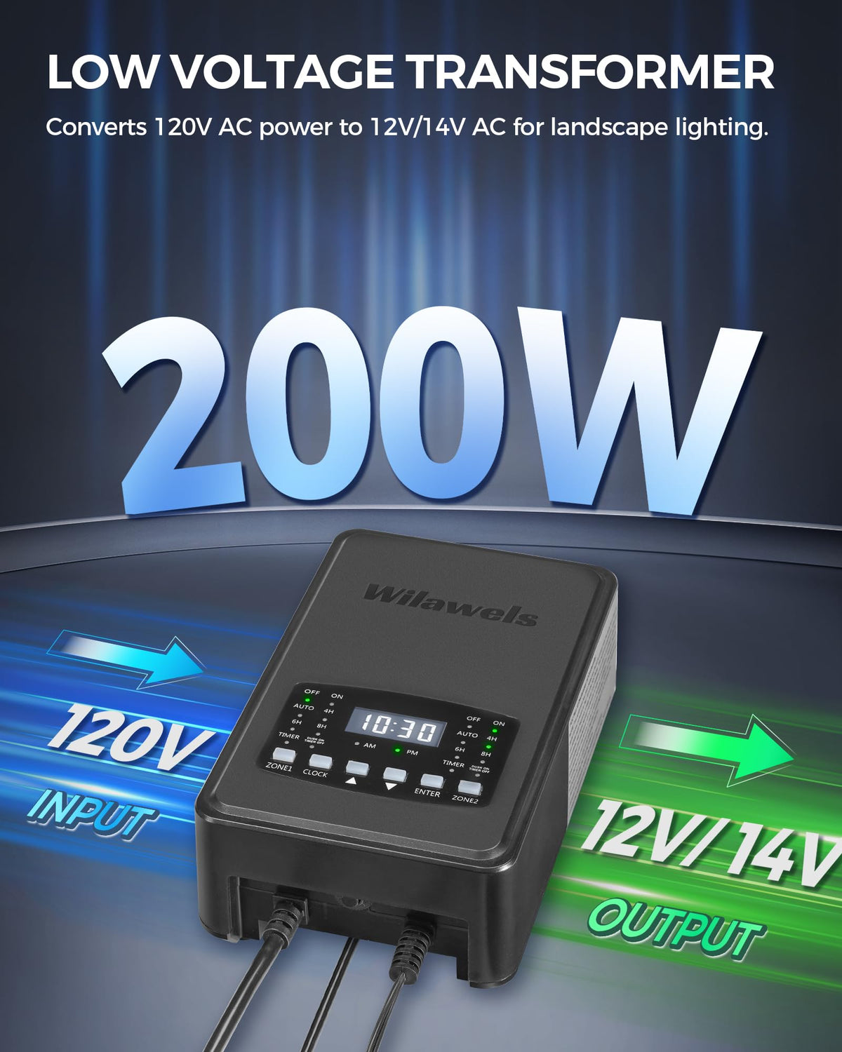 200W Low Voltage Landscape Transformer with Timer & Photocell Sensor N5868
