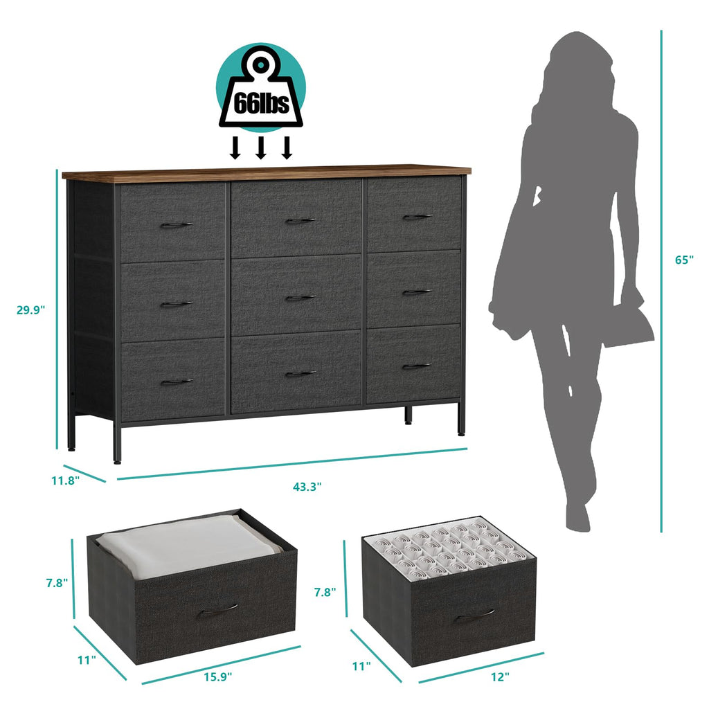 Black 9 Drawer Dresser W471331