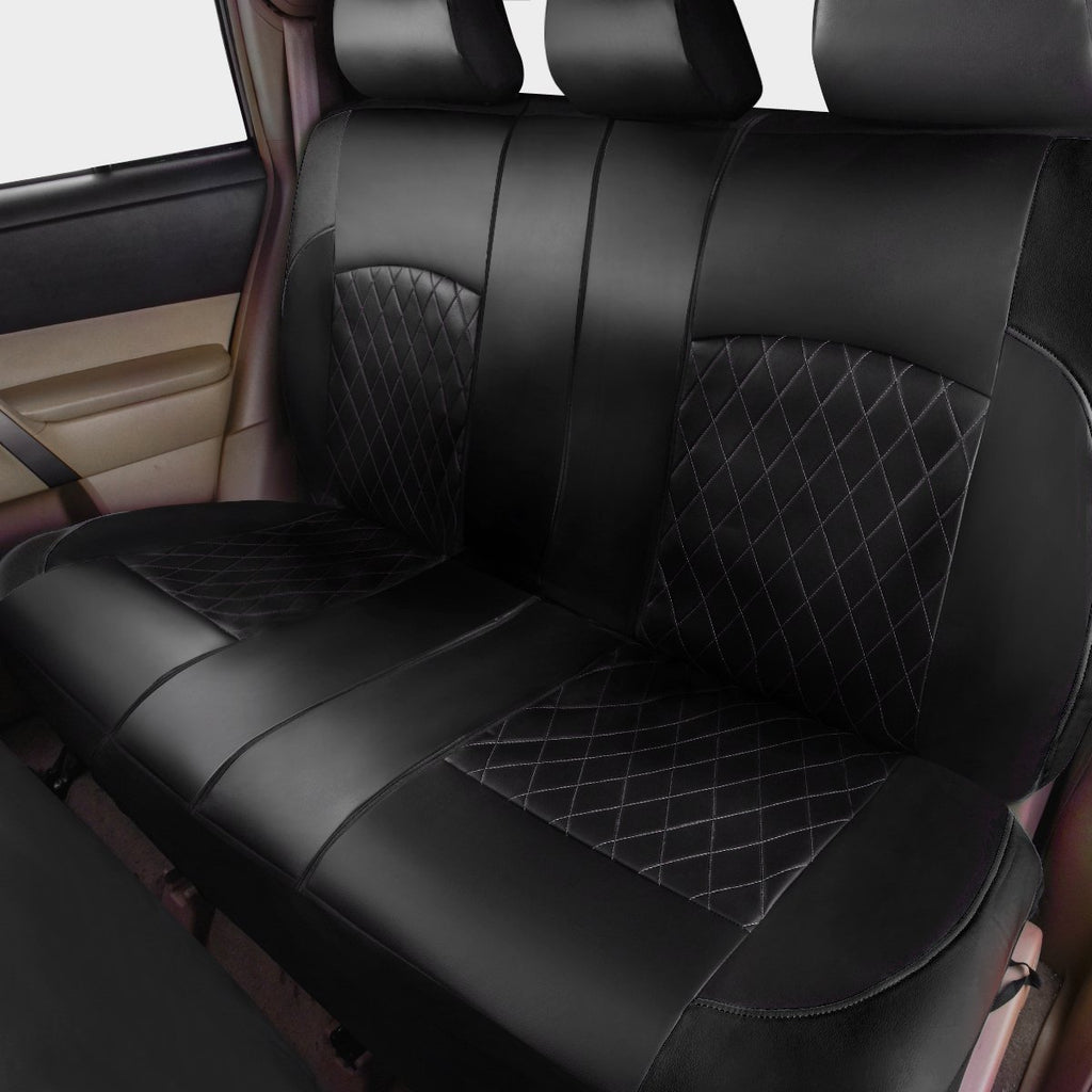 Faux Leather Car Seat Covers Full Set, Airbag Compatible, Breathable, All Black O62835