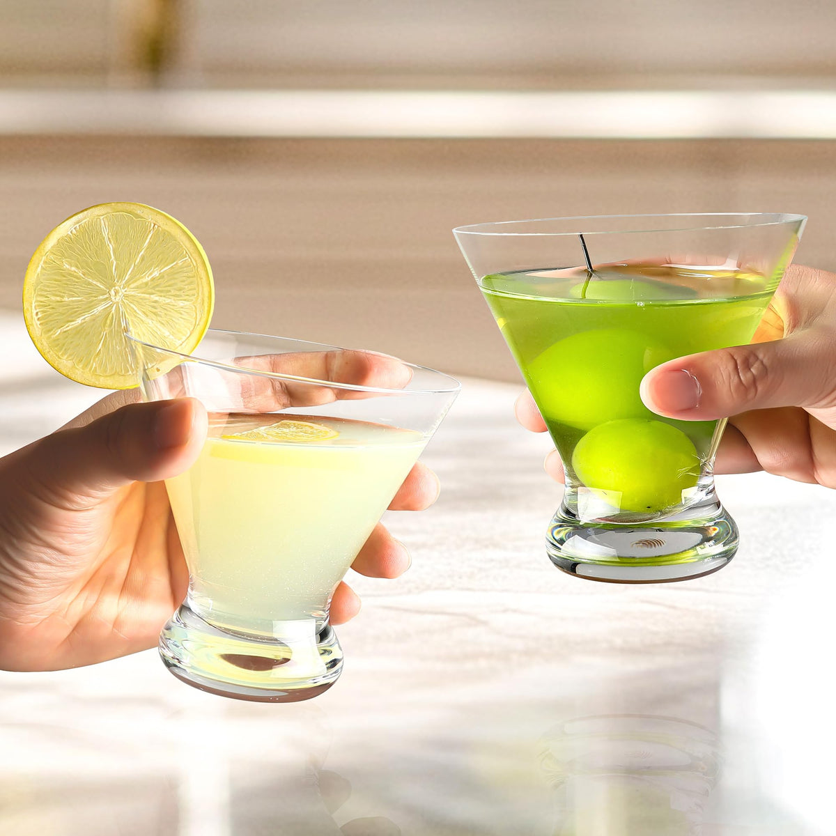 Stemless Martini Glasses Set of 12, 7.5 oz N260