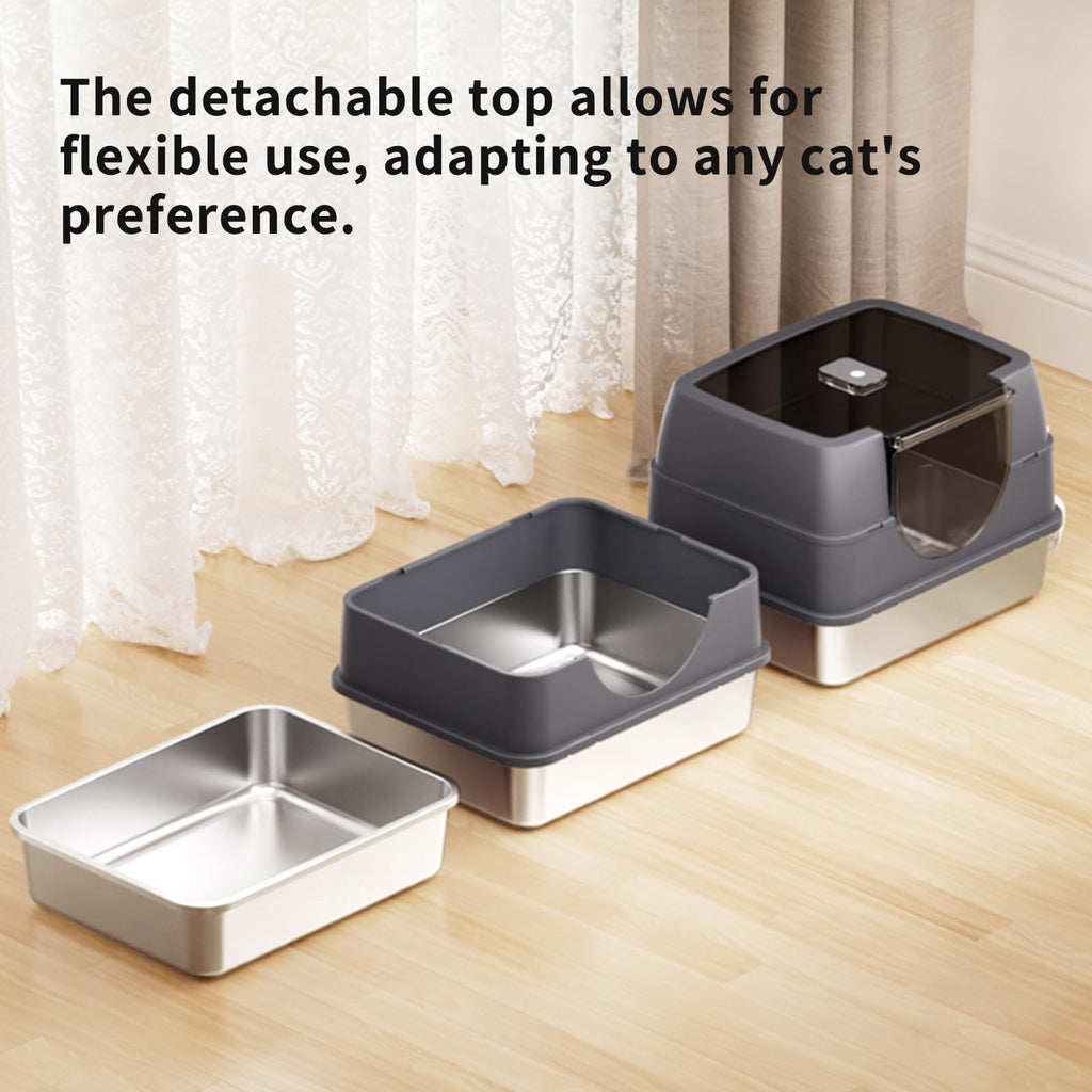 Enclosed Cat Litter Box with Stainless Steel Litter Tray U3109
