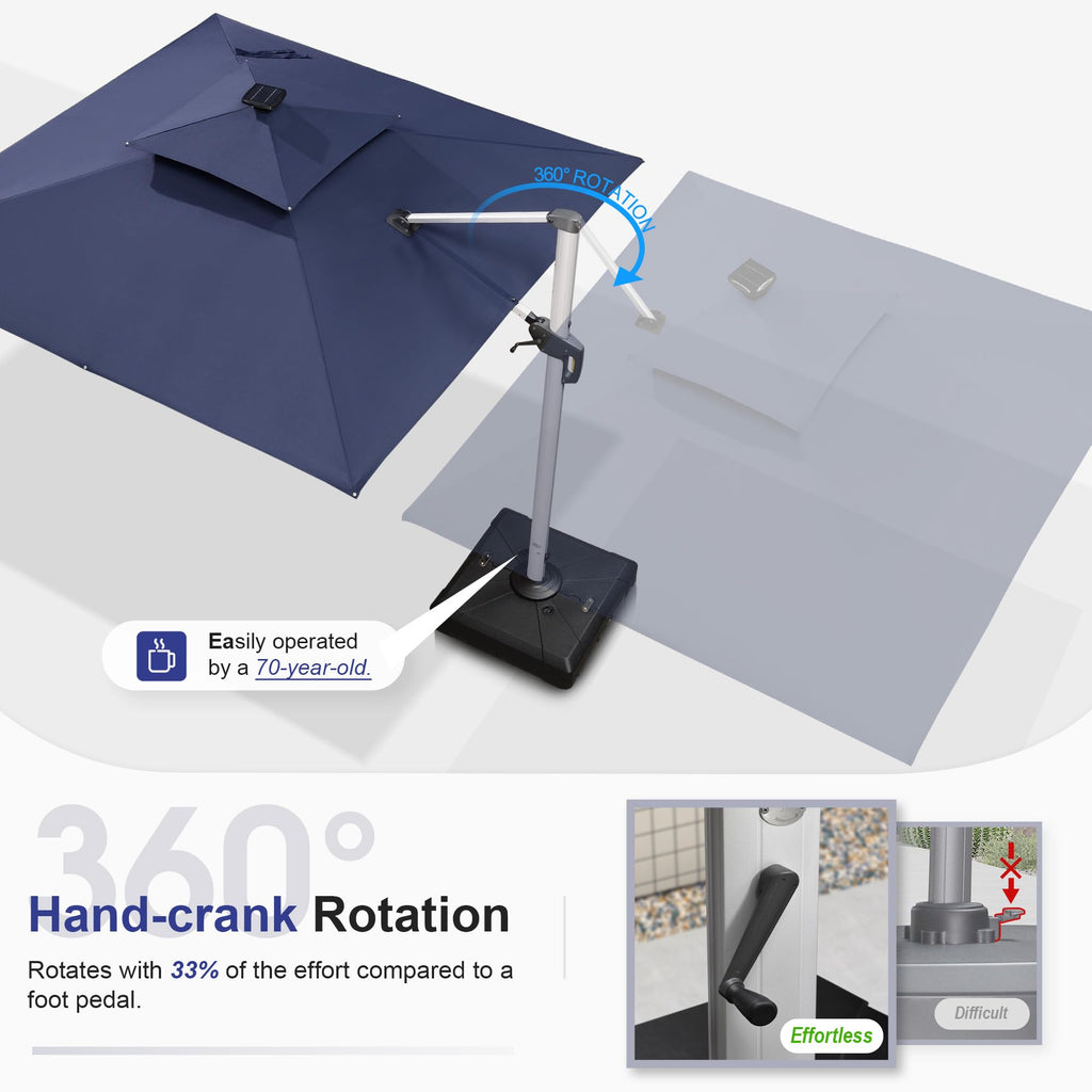 12'X12' Double Top Solar LED Light Patio Umbrella M292256