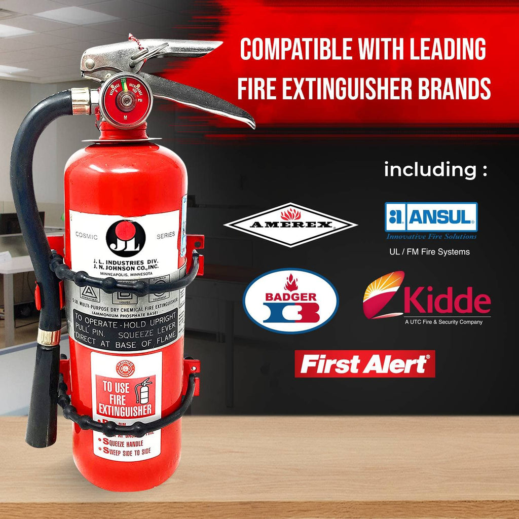 Heavy Duty Wall Mount Fire Extinguisher Bracket for 2.5 lb & 5 lb, Pack of 2 V61010