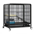 Black Metal Cat Cage with Locking Wheels C41240