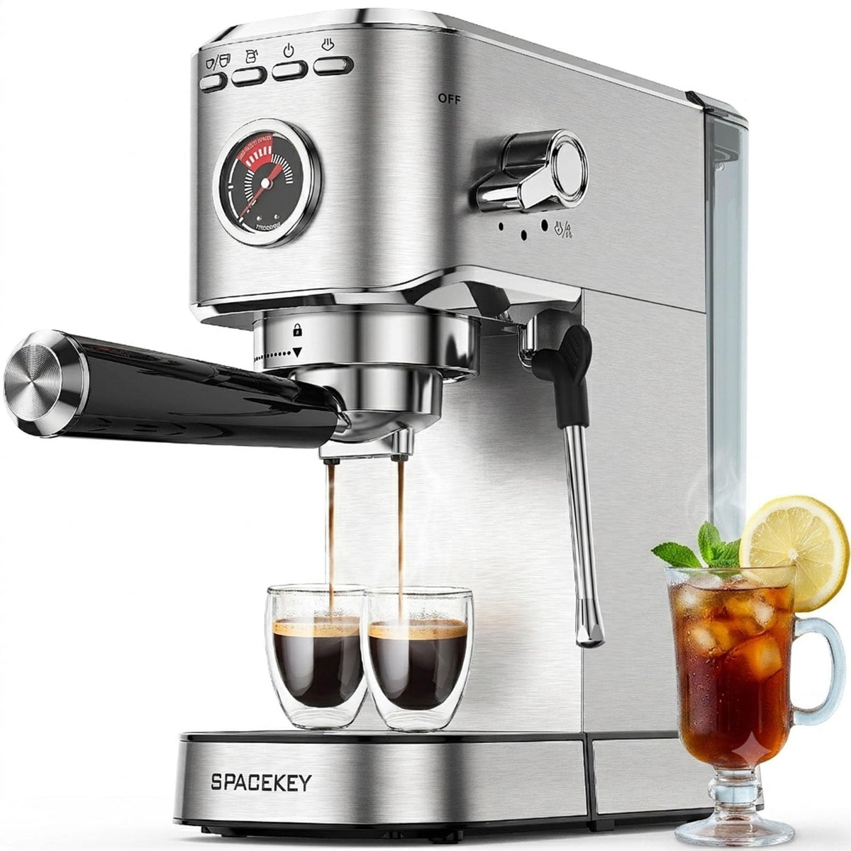 20 Bar Stainless Steel Espresso Machine with Milk Frother T647217