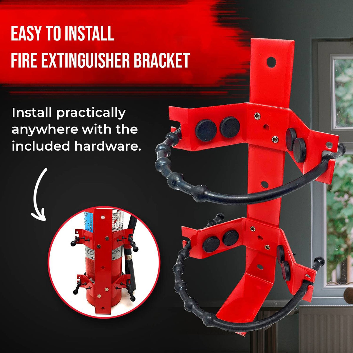 Heavy Duty Wall Mount Fire Extinguisher Bracket for 2.5 lb & 5 lb, Pack of 2 V61010