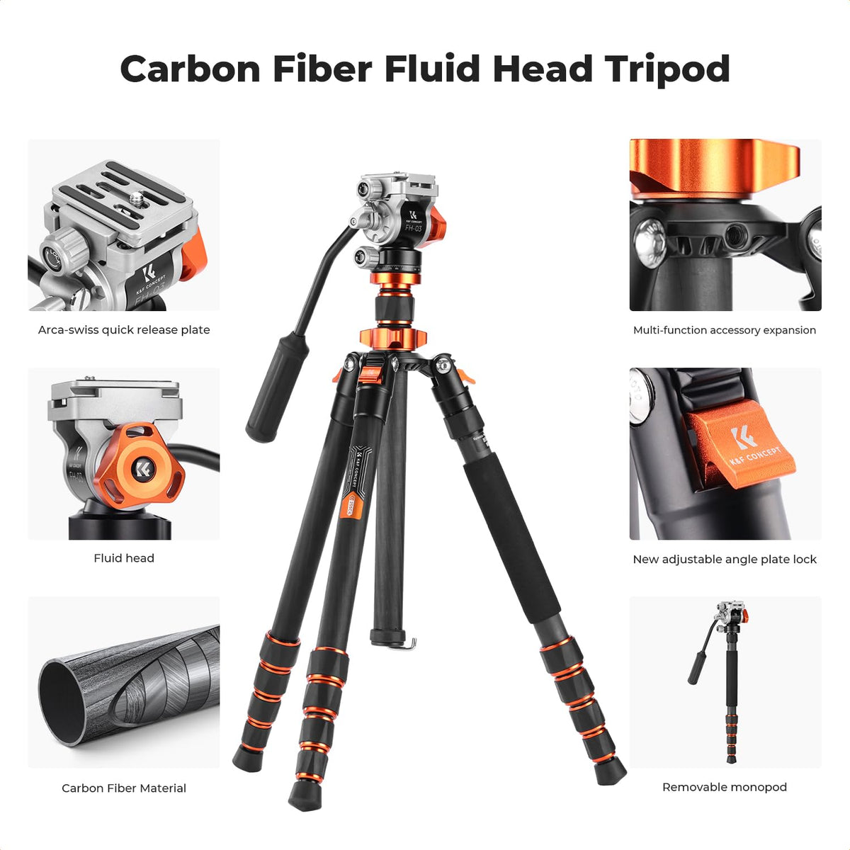 Carbon Fiber Tripod with Fluid Head E71336
