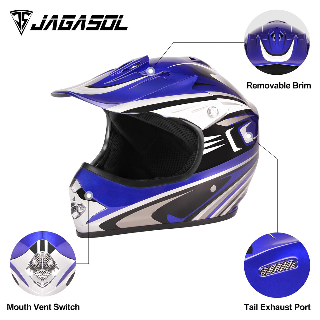Youth Motocross Offroad Dirt Bike Helmet with Goggles DOT Approved D73038