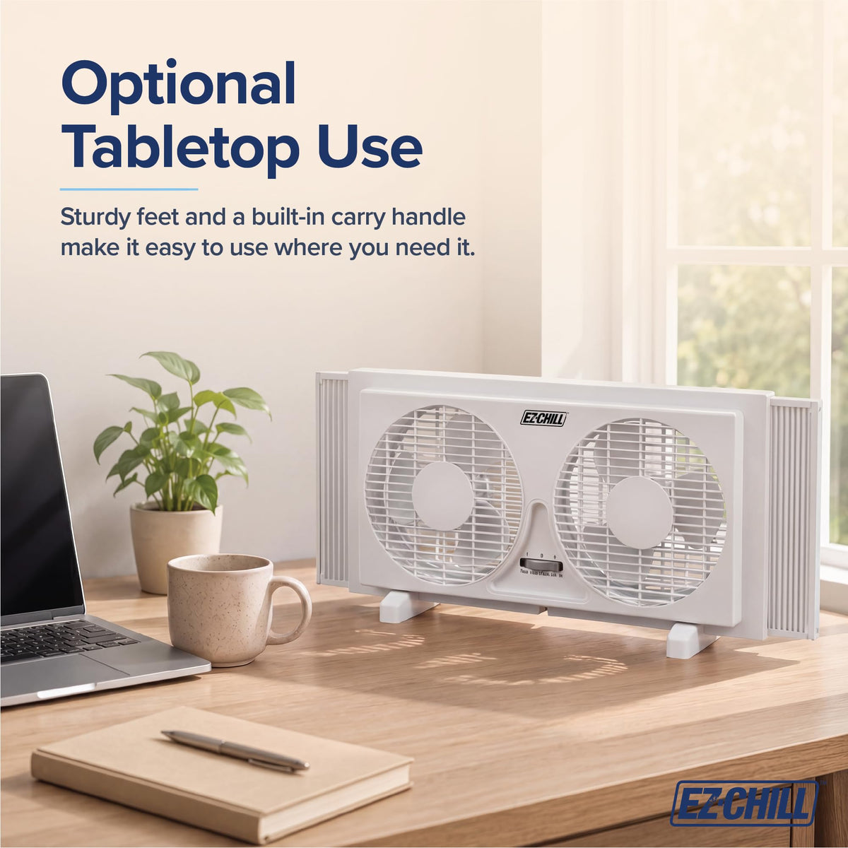 9" Twin Window Fan with Manual Reversible Airflow, 2 Speed, White Q6687