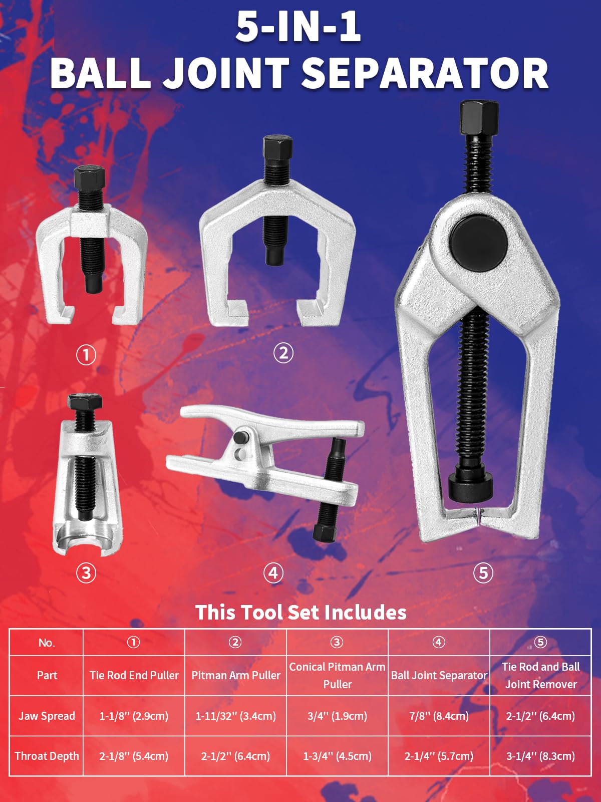 5 PCS Ball Joint Separator Front End Service Tool Kit I7247