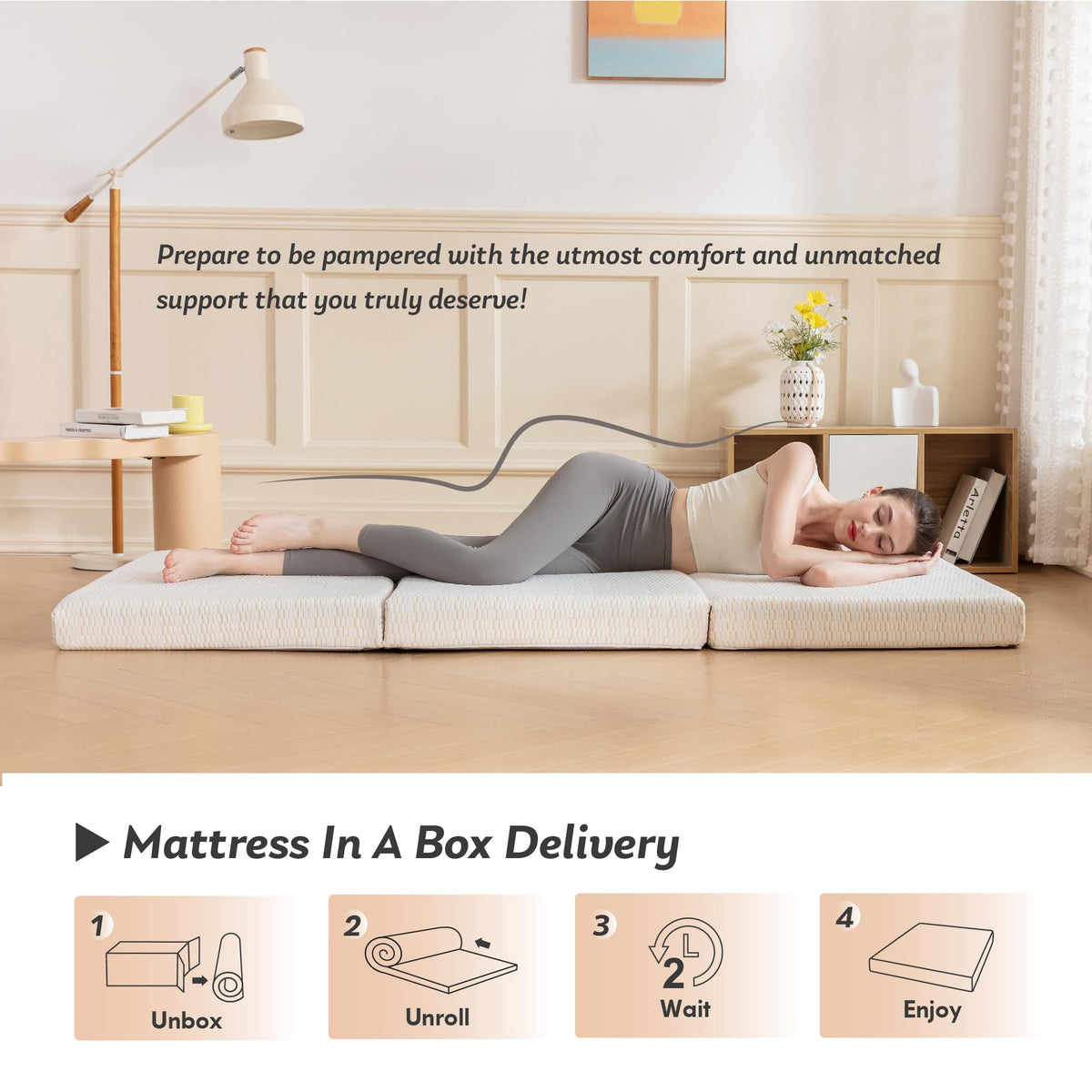 3 Inch Twin Tri Fold Memory Foam Mattress Topper Z1972
