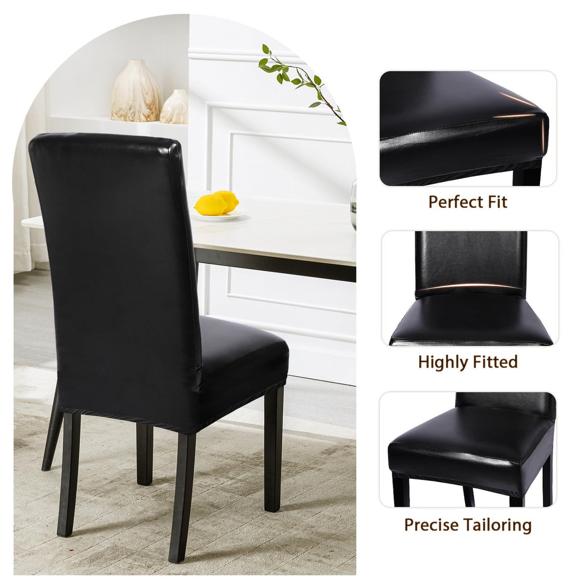 Waterproof PU Leather Dining Chair Covers Set of 6 P932