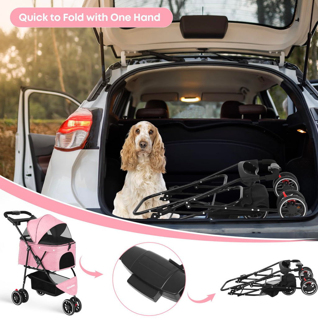 Pink 3 Wheels Pet Stroller R255078