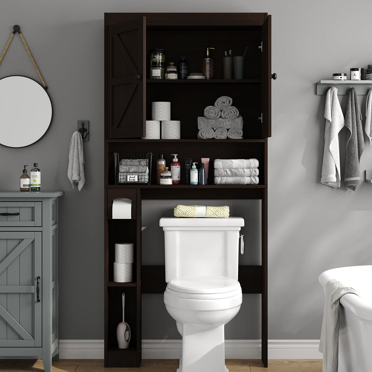 Over The Toilet Storage Cabinet with Barn Doors H196