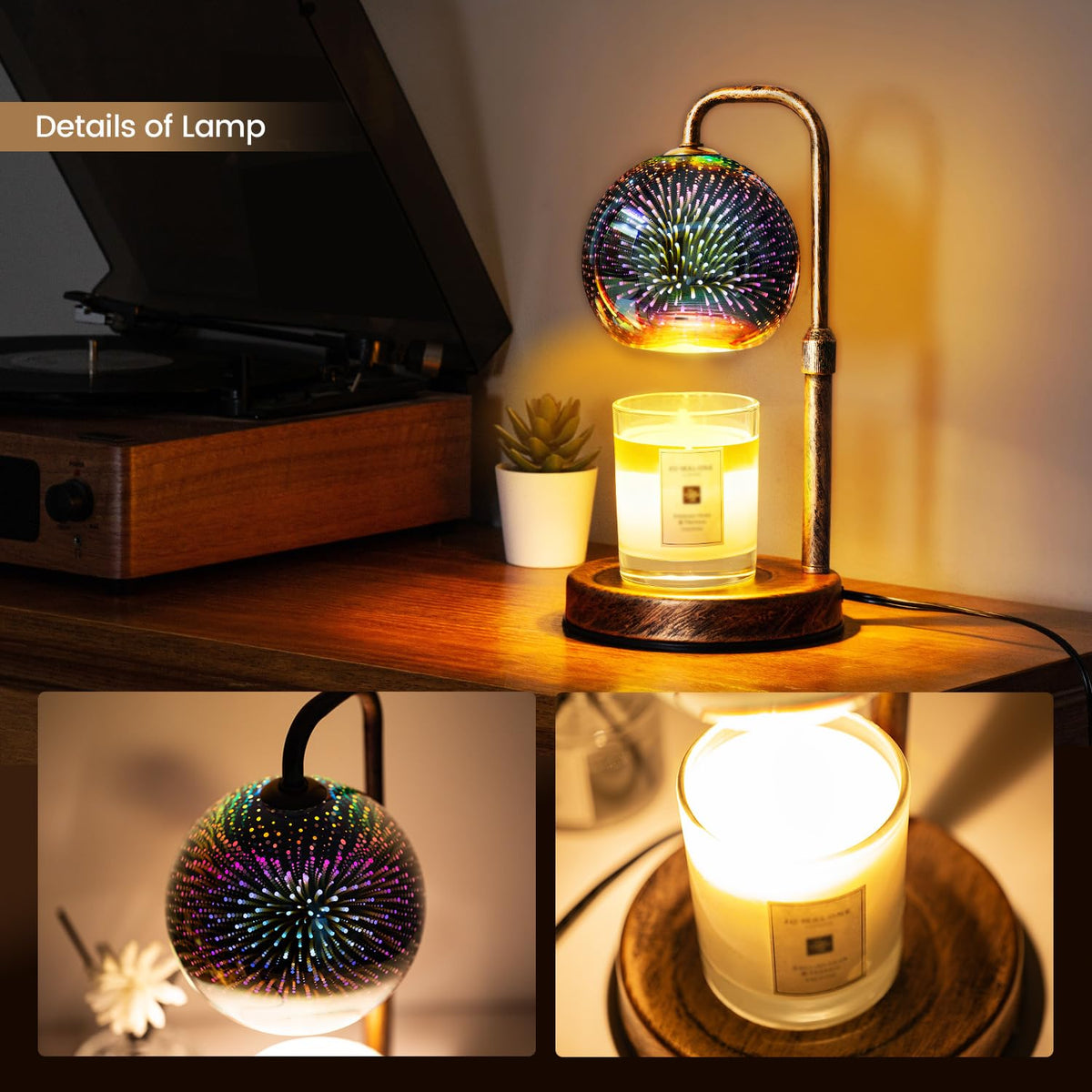 Candle Warmer Lamp with Timer, Dimmable, Adjustable P818