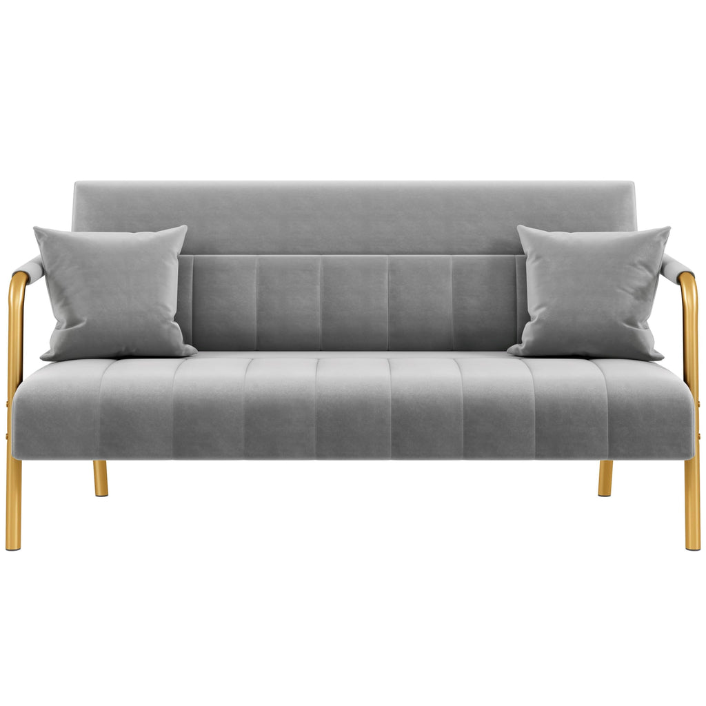 Light Gray 2 Seater Sofa with Gold-Tone Legs Y772749