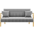 Light Gray 2 Seater Sofa with Gold-Tone Legs Y772749