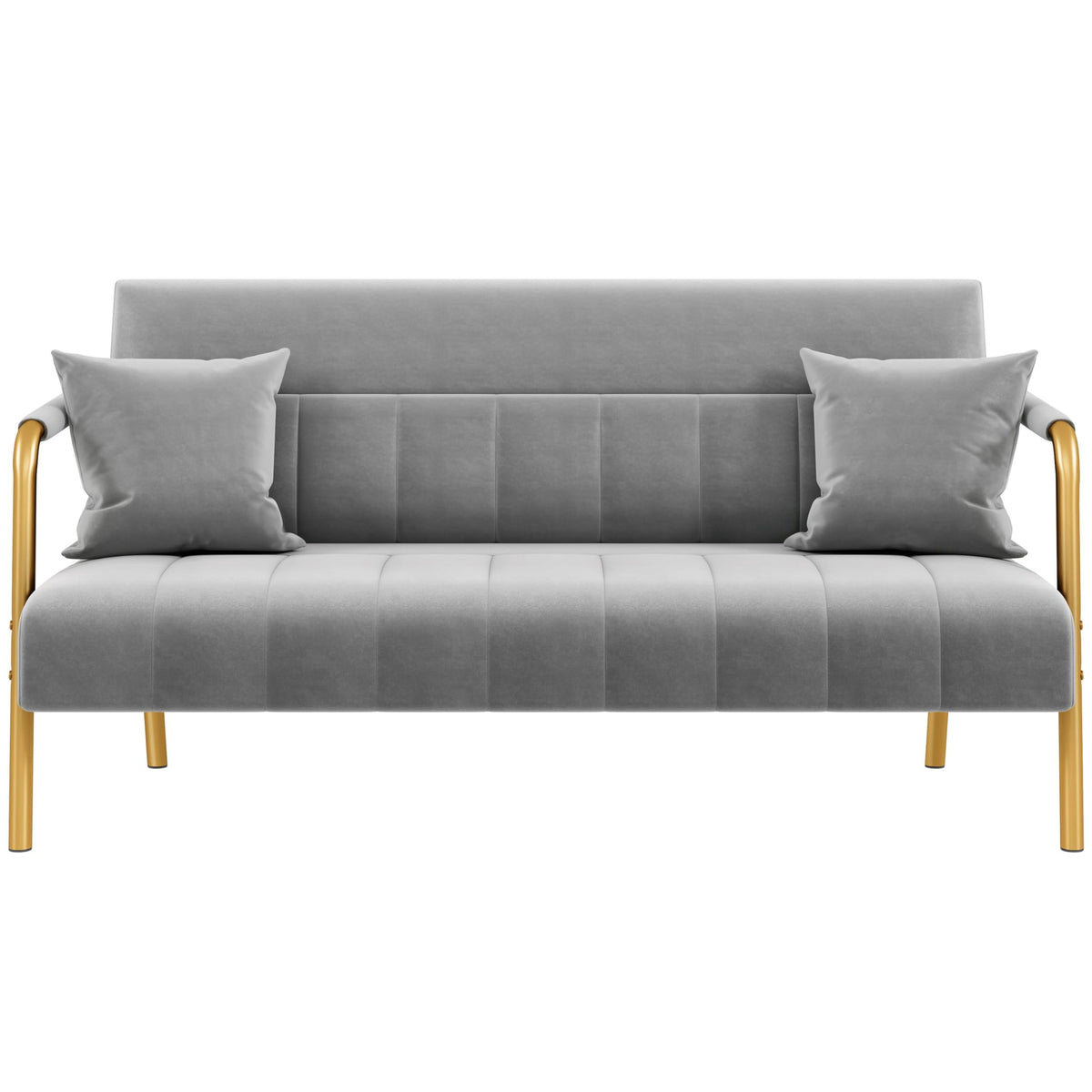 Light Gray 2 Seater Sofa with Gold-Tone Legs Y772749