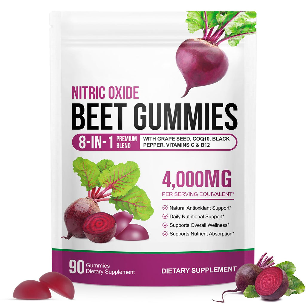 Sugar Free Beet Root Gummies with CoQ10, Grapeseed Extract, Vitamin B12, C K7776