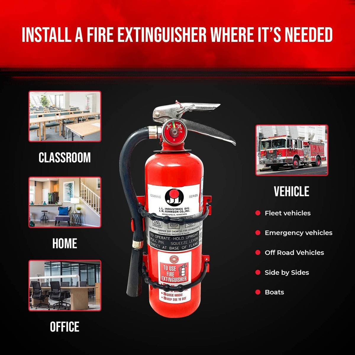 Heavy Duty Wall Mount Fire Extinguisher Bracket for 2.5 lb & 5 lb, Pack of 2 V61010