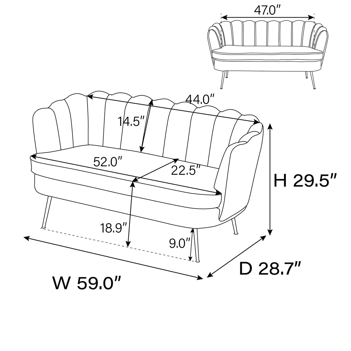 Light Gray Small Loveseat Sofa Z42193