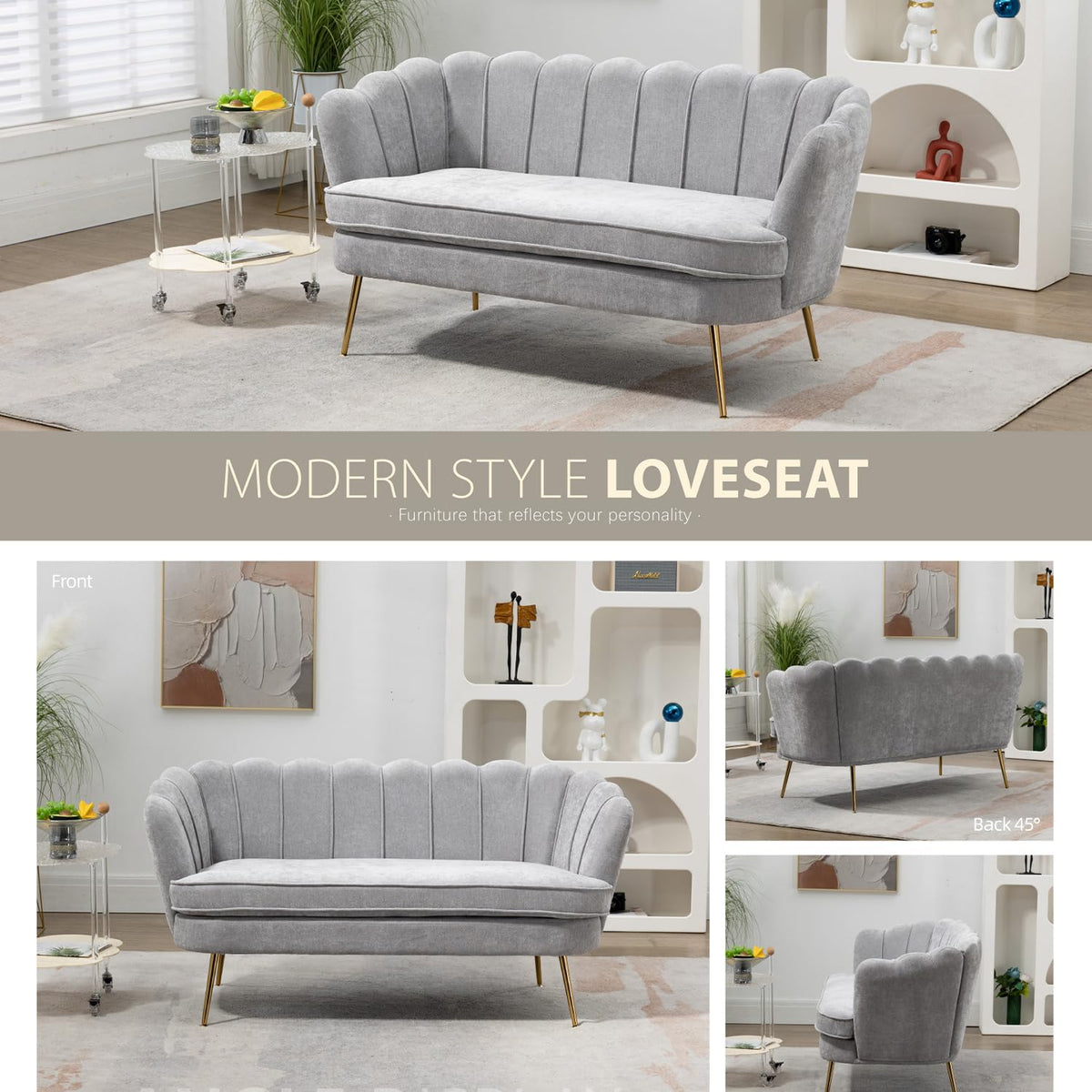 Light Gray Small Loveseat Sofa Z42193