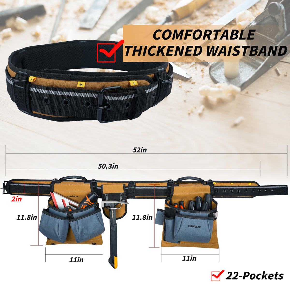Khaki Carpenter Tool Belt with Suspenders B477997