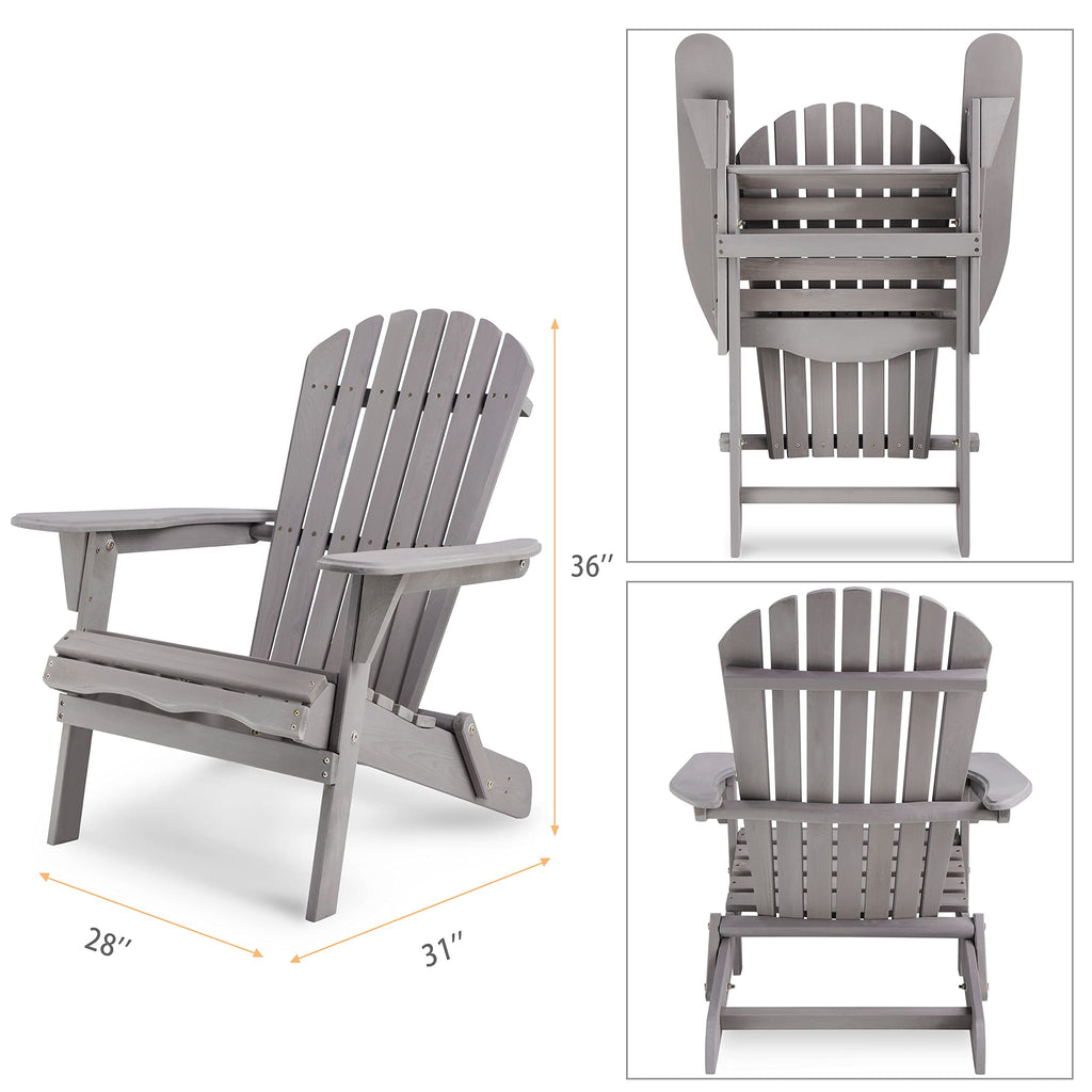 Wooden Folding Adirondack Chair Set of 2 Solid Cedar V858284