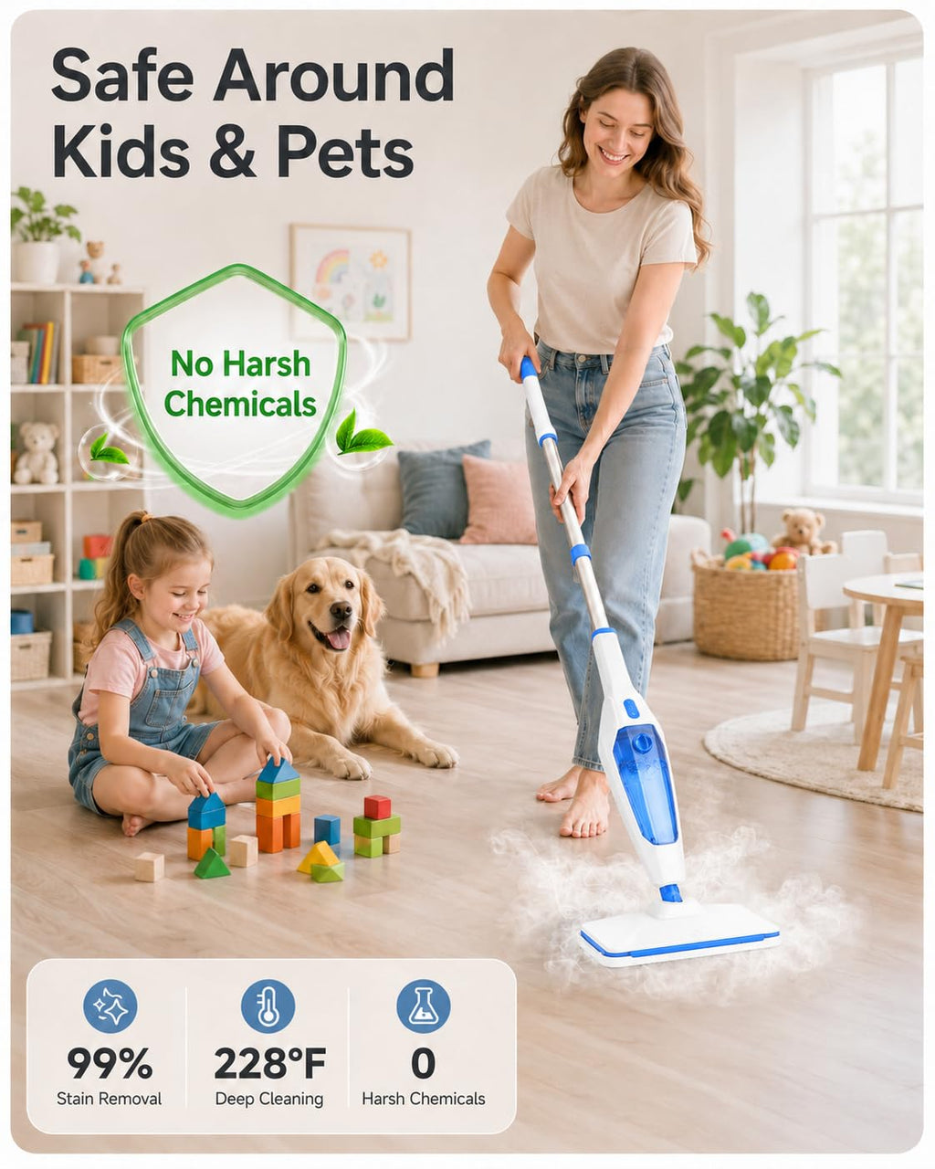 14-in-1 Detachable Steam Floor Mop X206
