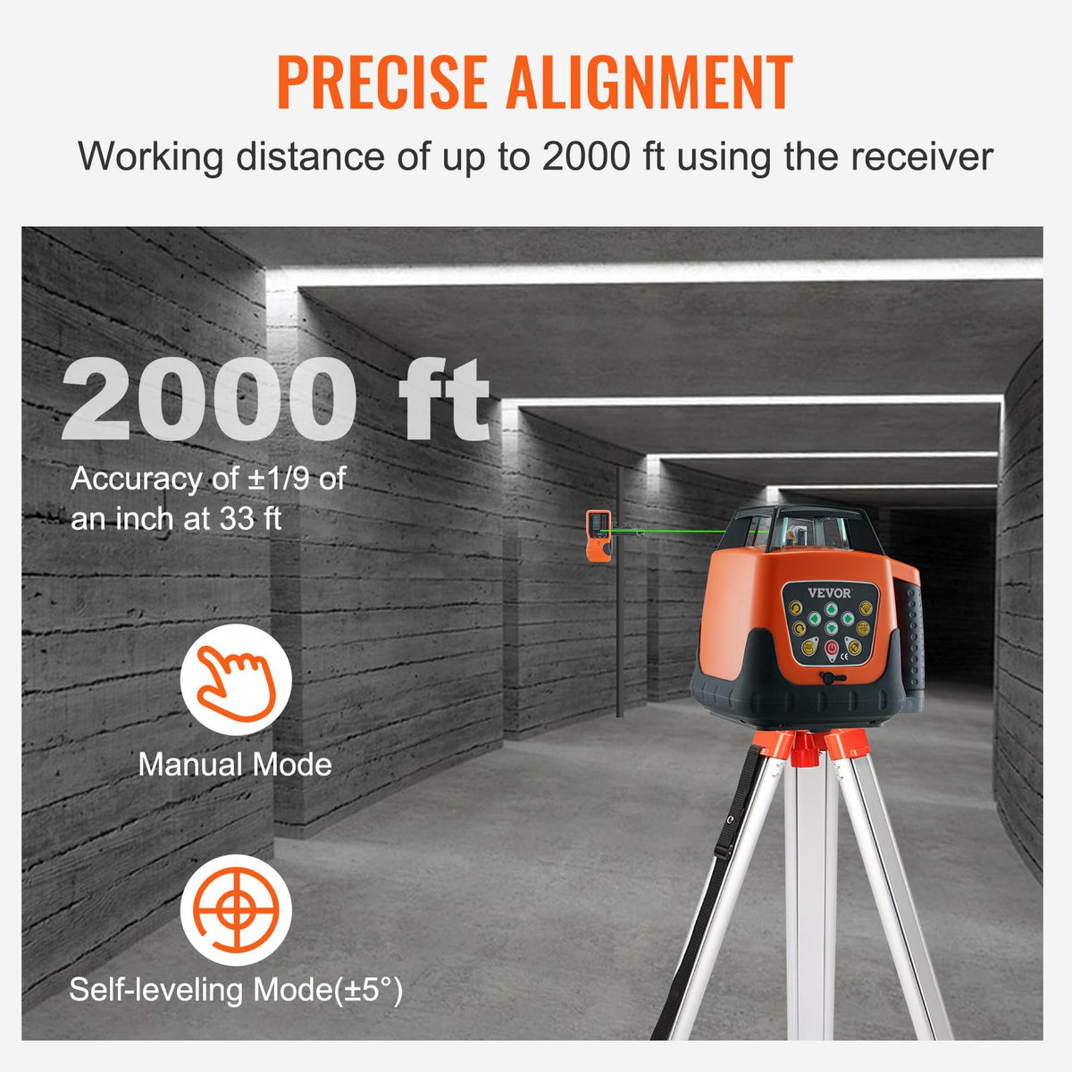 Green 360 Degree Self Leveling Rotary Laser Level Kit with Tripod & Staff I295504