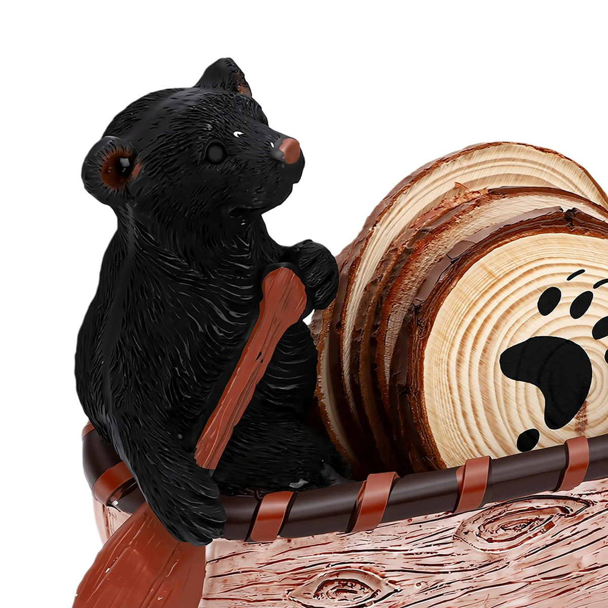 Black Bear Coaster Set with Canoe Holder S715