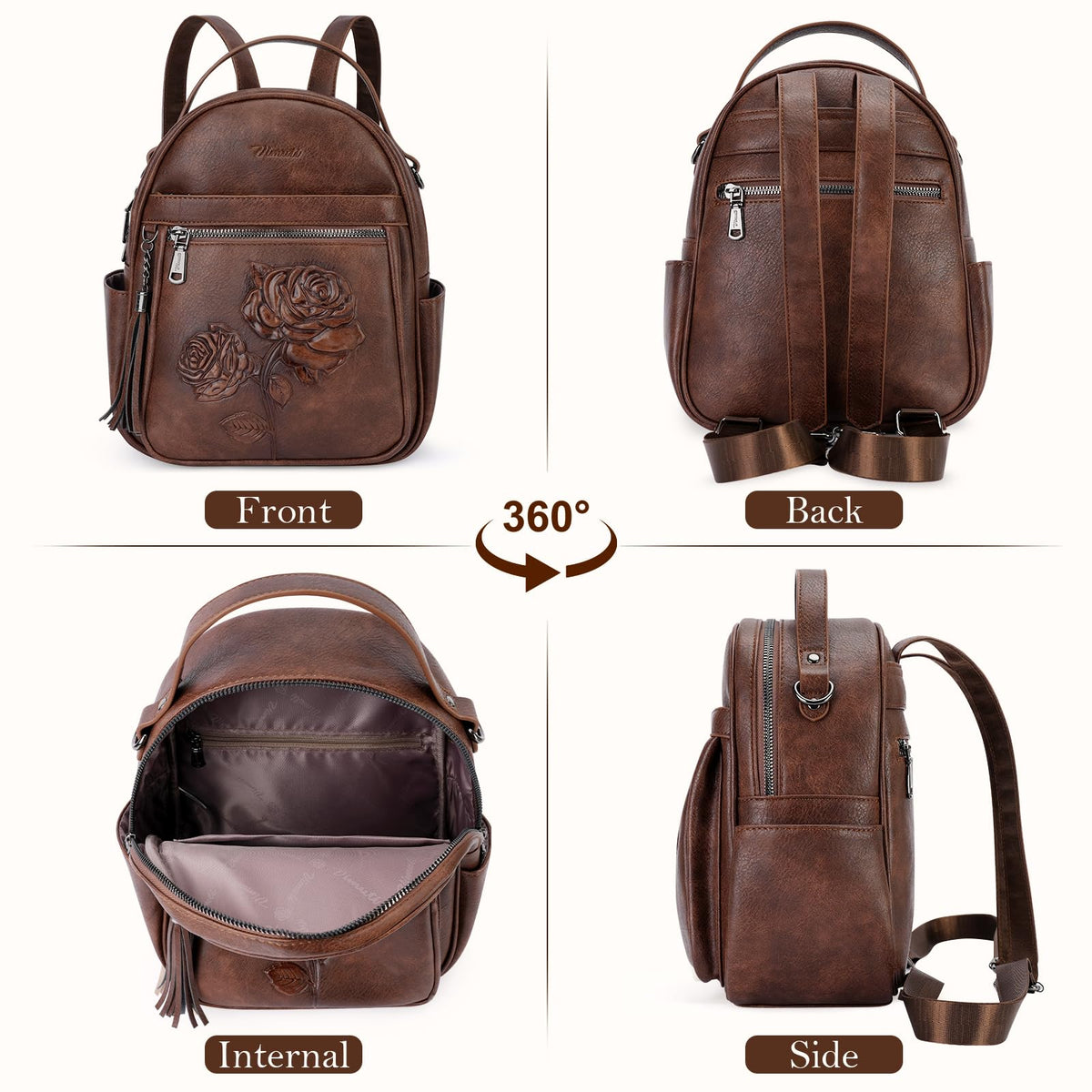 Vegan Leather Mini Backpack Purse R7629